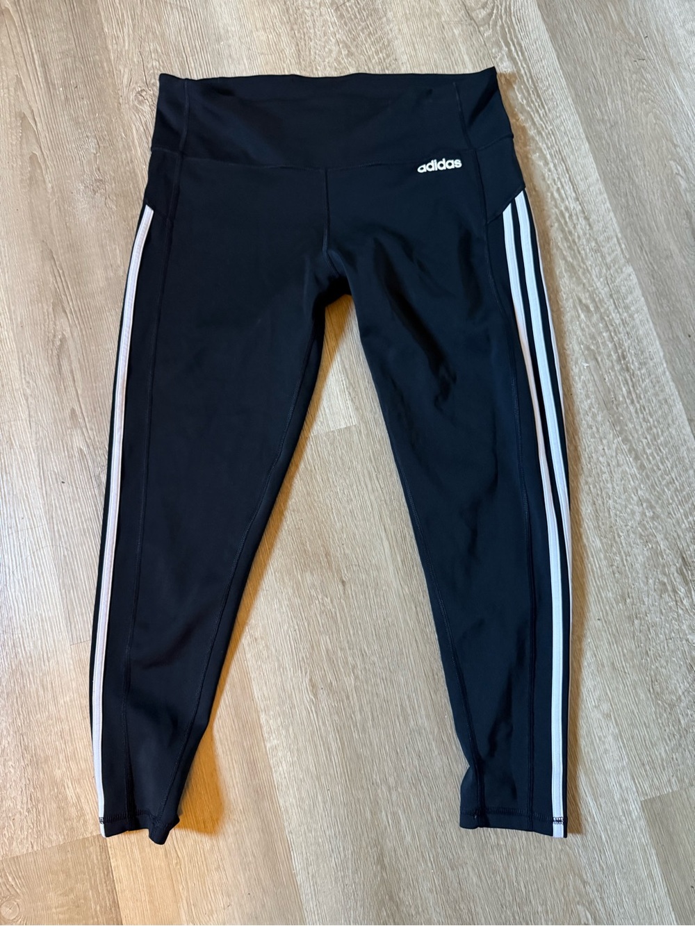 adidas Black Leggings with White Side Stripes